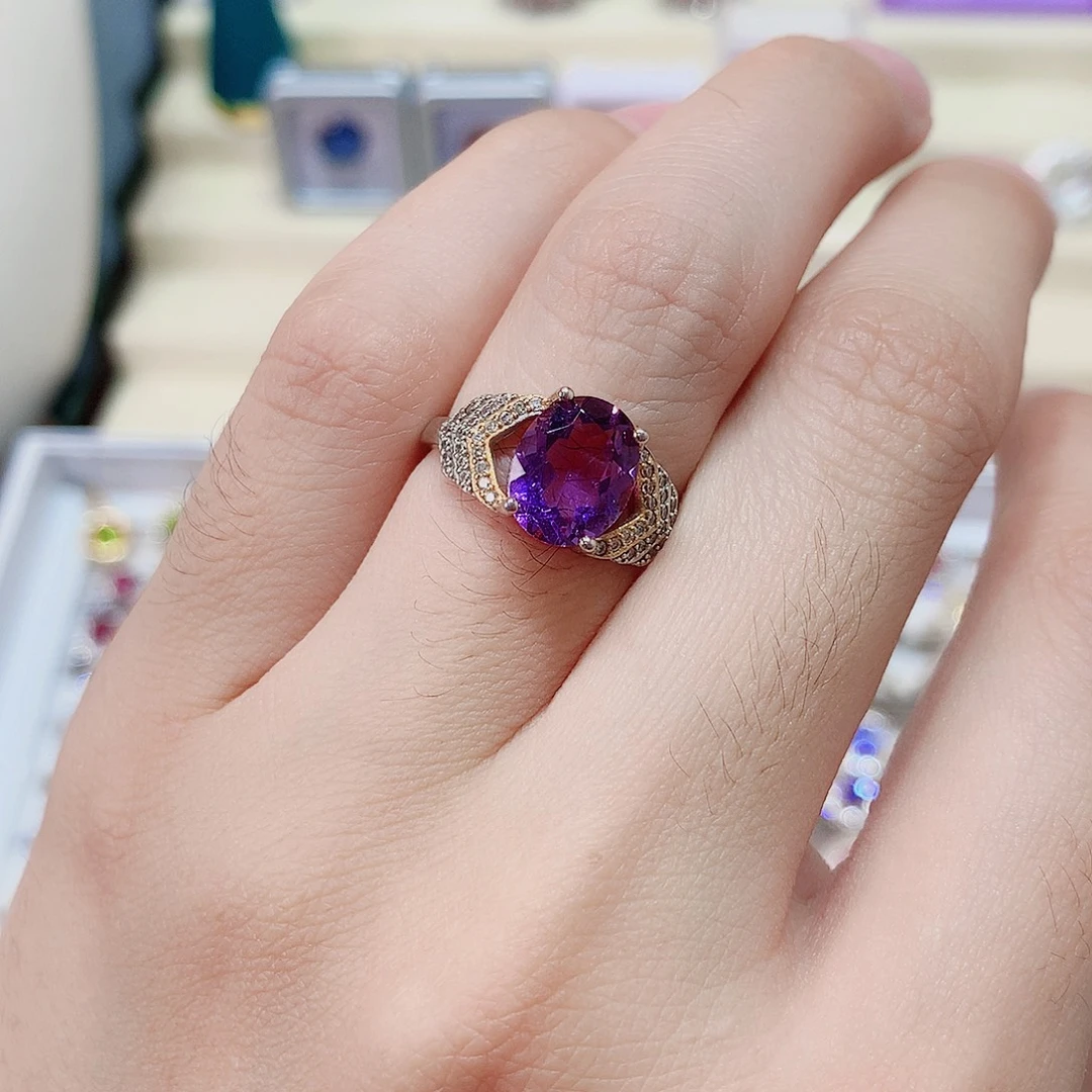 戒指银S925镶嵌水晶