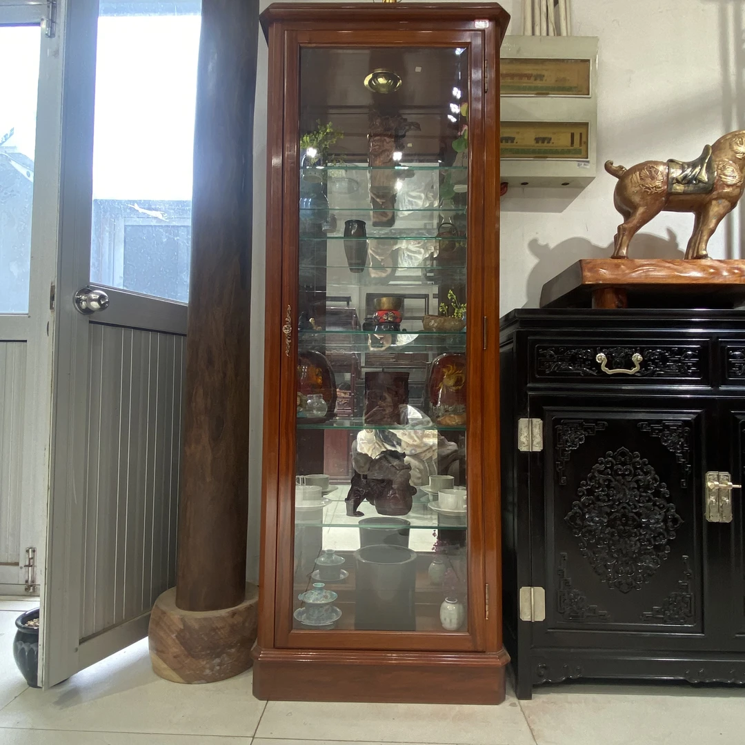 缅花国标红木展示柜玻璃酒柜子回流老物件