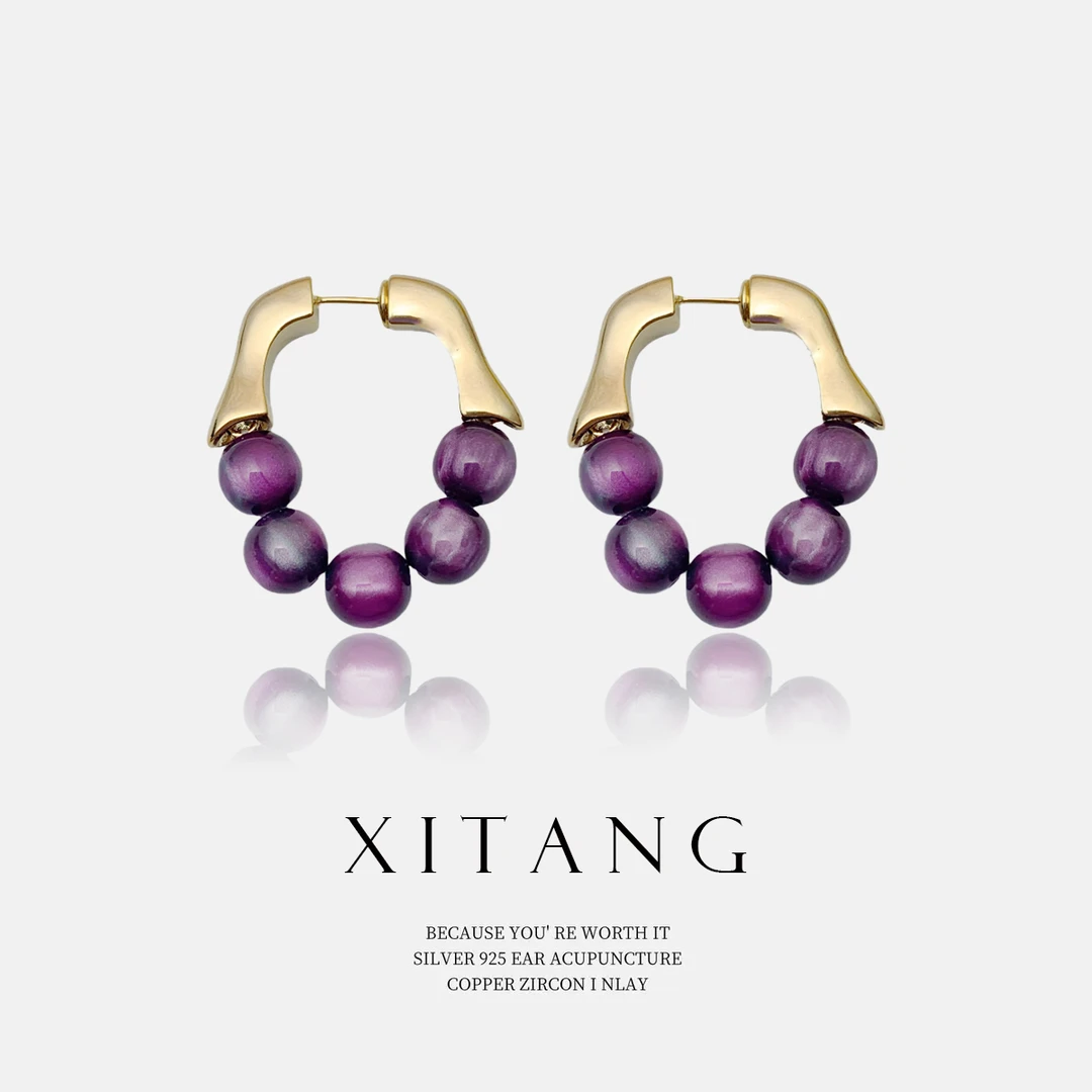 XITANG 925银针【葡萄满坠】气质素款耳钉耳环耳坠8061