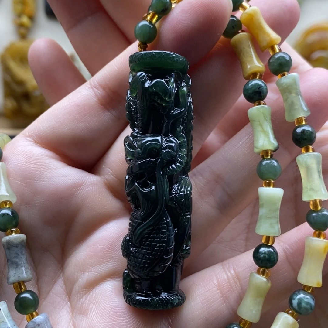 【闪购商品】岫玉颈饰未镶嵌龙柱