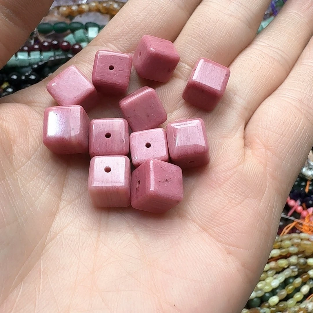 玛瑙/玉髓合金珠宝半成品三颗10m红木纹方糖