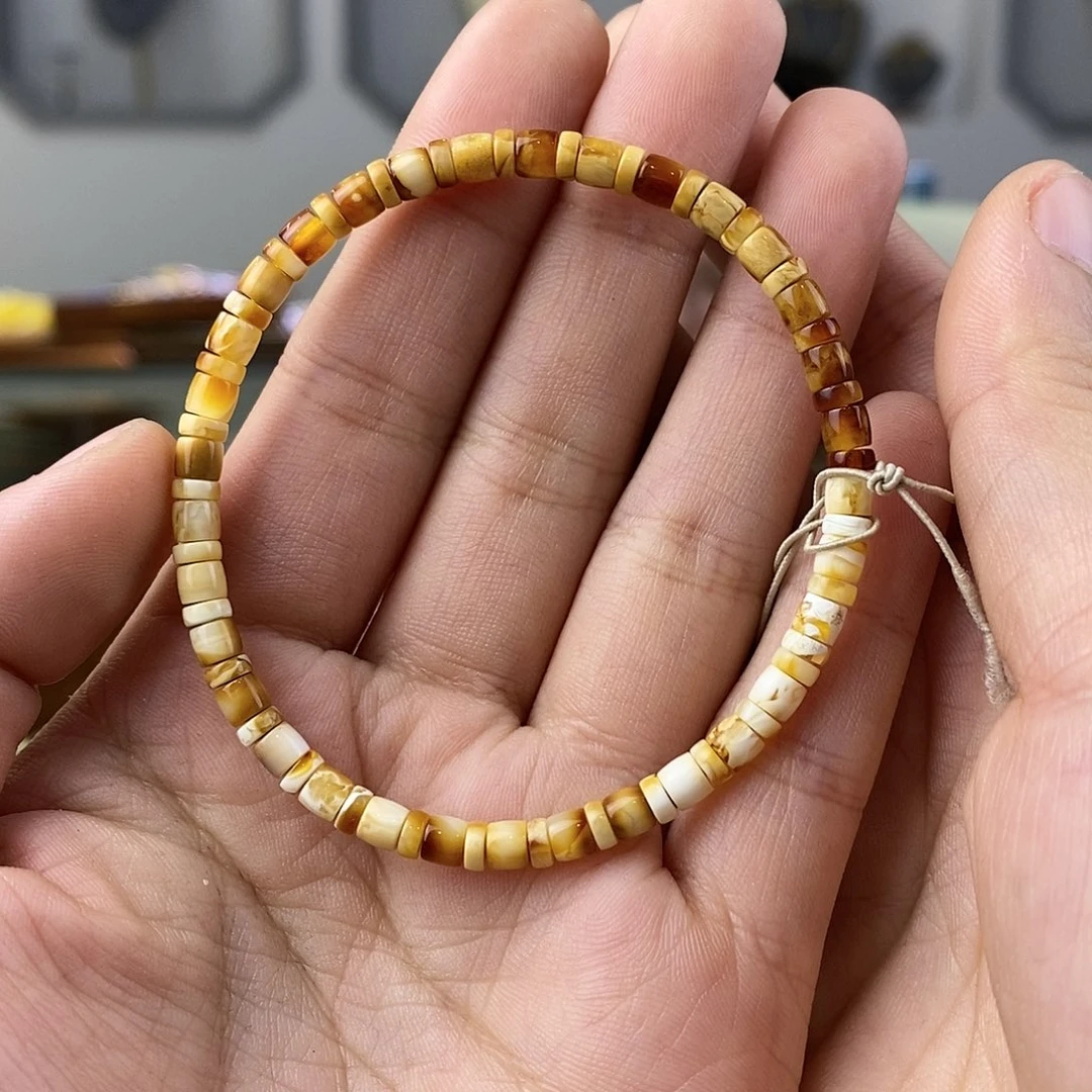 蜜蜡珠宝奇石未镶嵌蜜蜡手串4.0mm