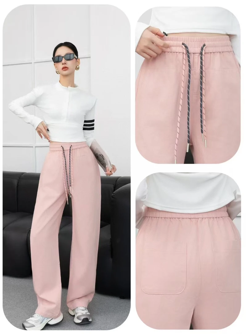 WANTHAT/凡黛卡2025春季新款松紧抽绳设计显瘦五花绳休闲裤女8905