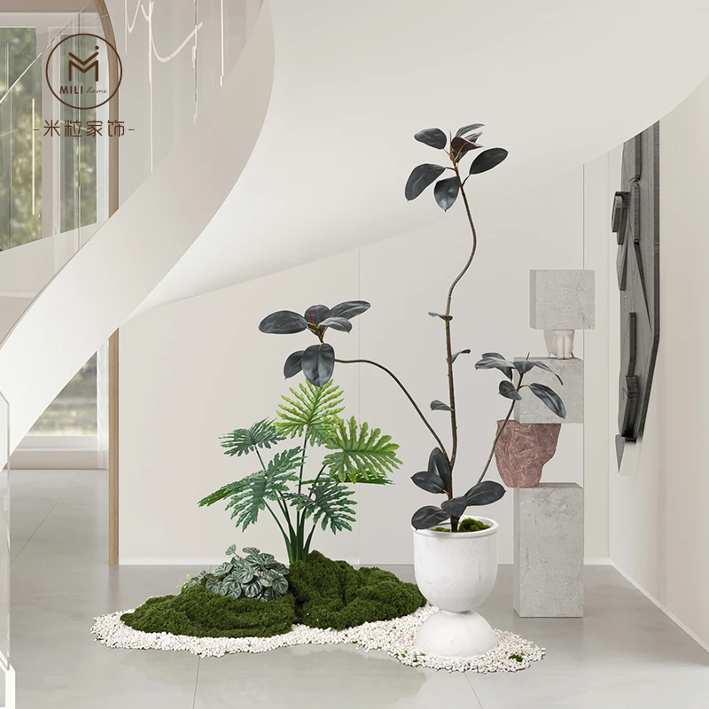 仿真绿植橡皮树盆栽高端轻奢假植物室内客厅大盆栽黑金刚植物摆件