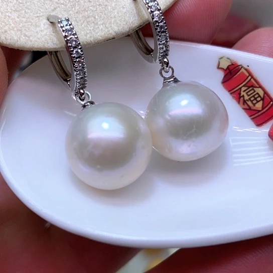 淡水珍珠耳饰银S925镶嵌