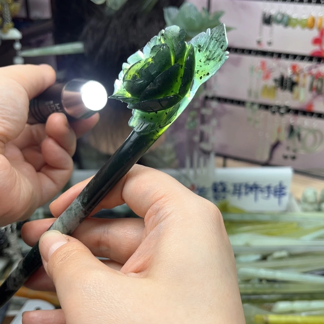 岫玉未镶嵌发饰长度20.5厘米左右