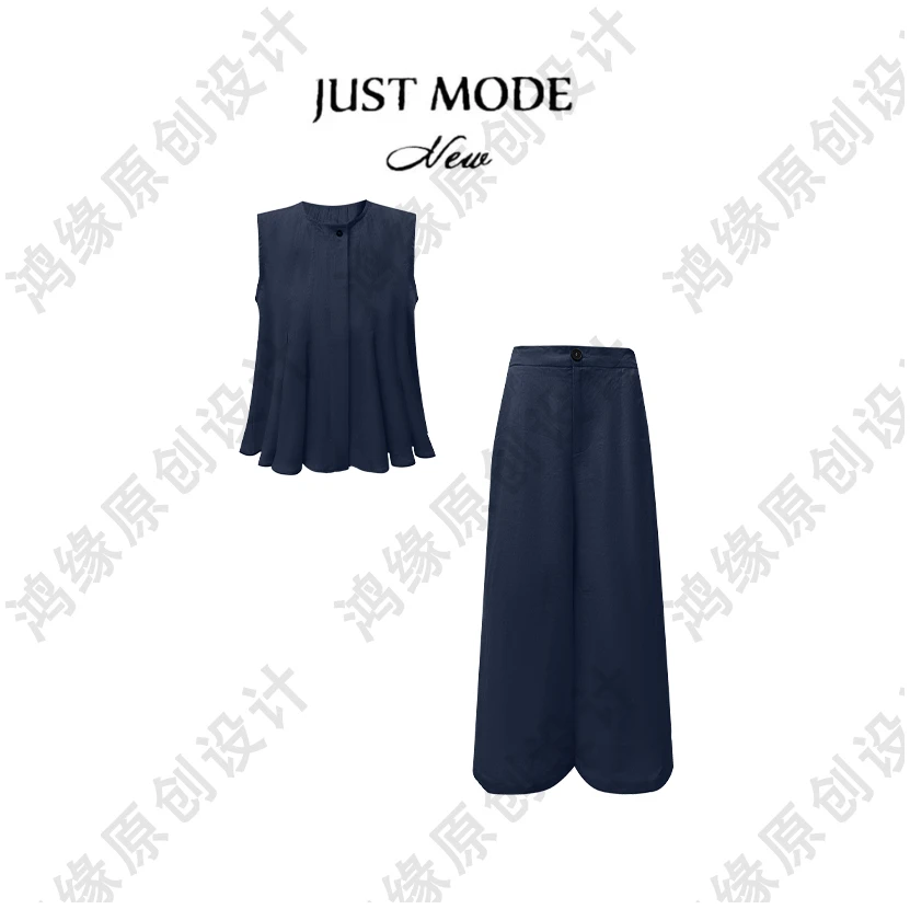 大璇【气质女主】100雨露亚麻夏季轻奢套装女上衣裤子两件套25052