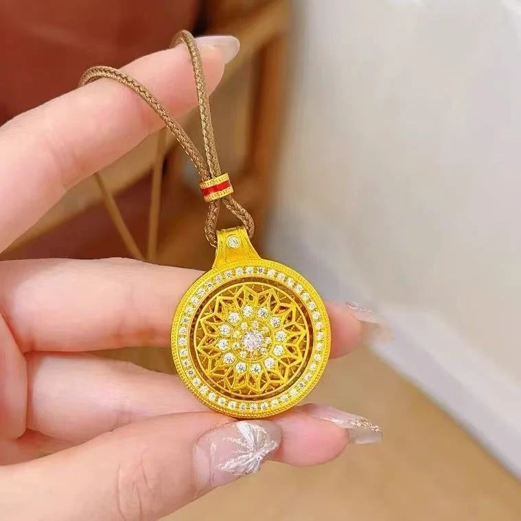 吊坠足银 足银旋转窗花吊坠双面精美时尚
