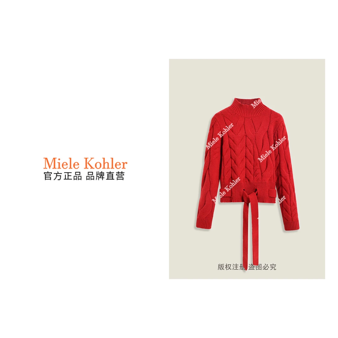 冬季简约洋气百搭绑带收腰设计女毛衣MKKQ31190-6【澳门小源同款】