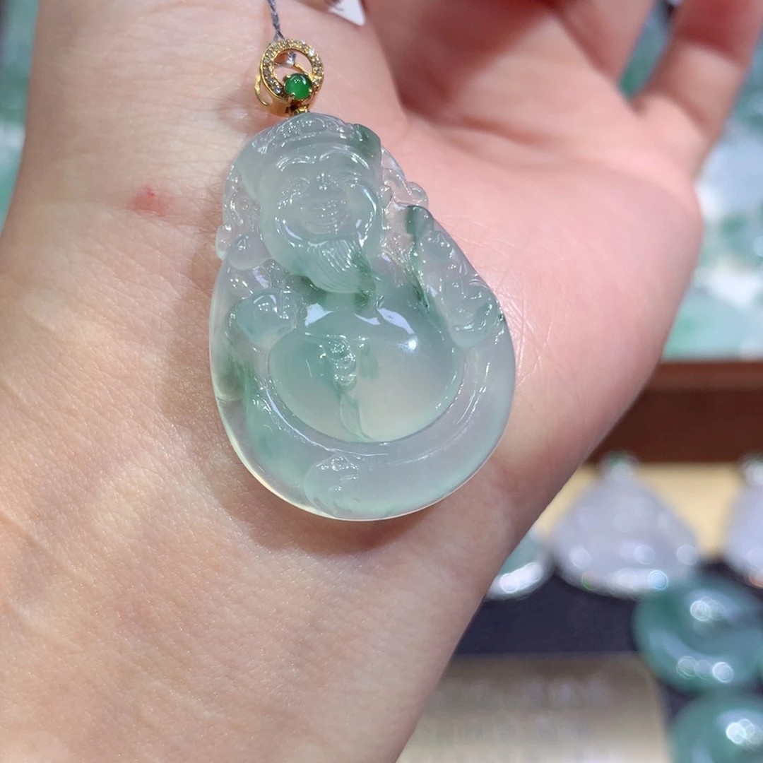 吊坠(不含链)18K金镶嵌翡翠