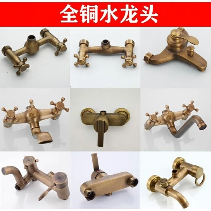 复古水龙头更换漏水全铜混水阀双孔仿古淋浴花洒浴缸龙头开关欧式
