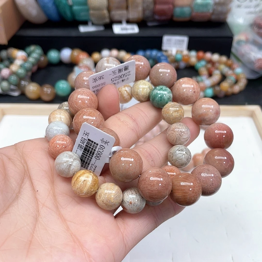 硅化珊瑚（珊瑚玉）手串未镶嵌艺*_294