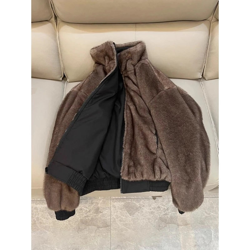 黑色两面穿座山雕夹克男款秋冬季加绒宽松休闲上衣潮牌设计感外套