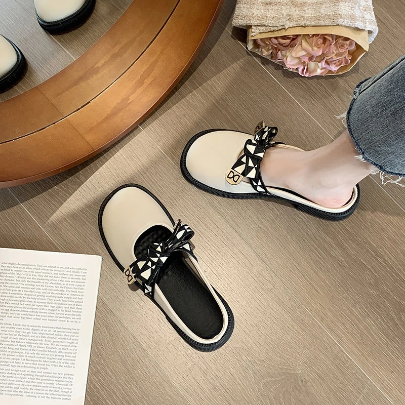 包头半拖鞋女外穿2025春夏季新款时尚穆勒法式平底单鞋ins潮凉拖