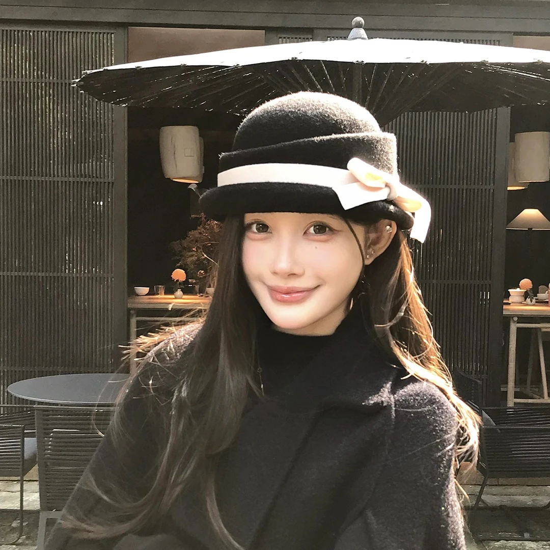 赫本风礼帽女秋冬气质优雅法式复古渔夫帽女显脸小时尚留洋千金帽
