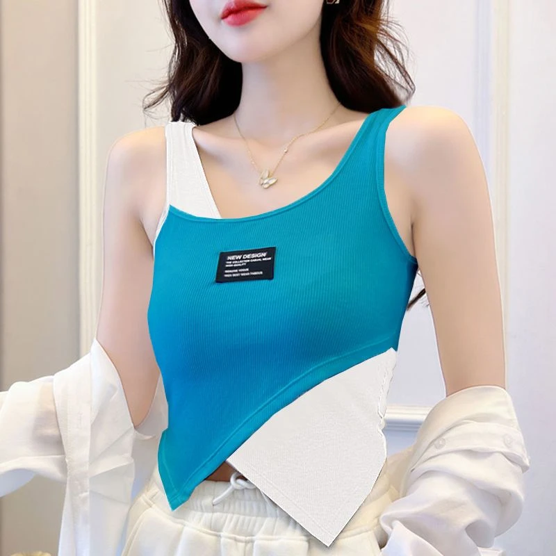 韩版简约通勤修身型背心吊带显瘦撞色内搭夏季辣妹运动小众性感