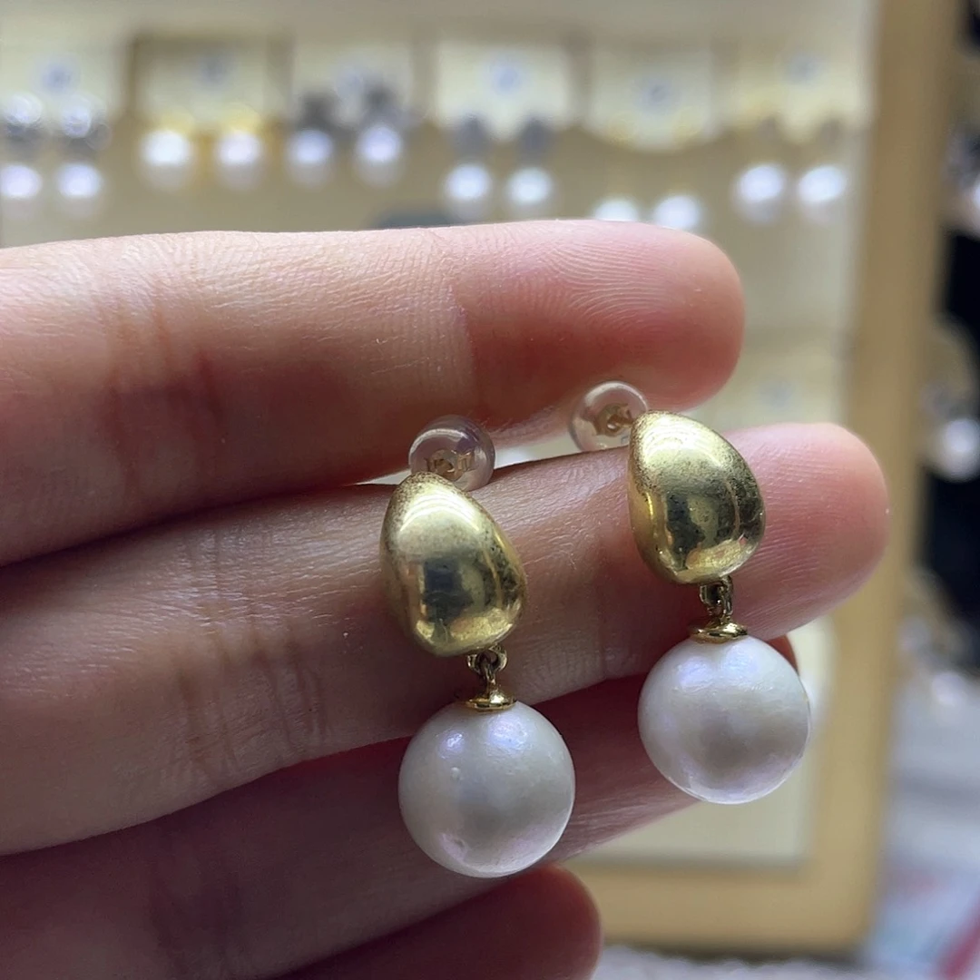 银S925镶嵌淡水珍珠耳饰