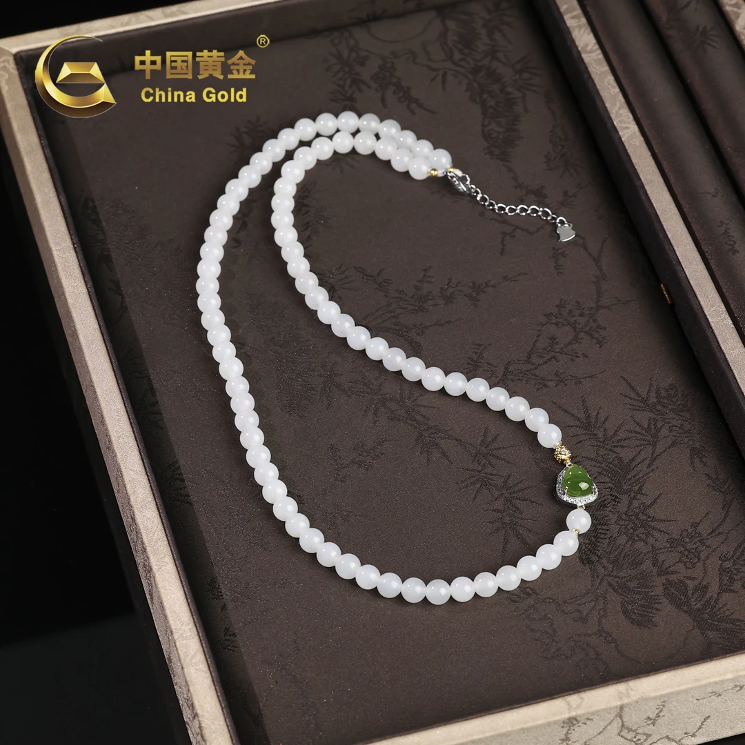 【中国黄金】玄遥 | 和田玉*项链*S925银镶嵌-X2480-格
