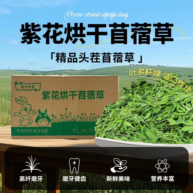 全新绿色小宠烘干苜蓿草兔子新鲜粮草紫花干草幼兔食用龙猫豚鼠