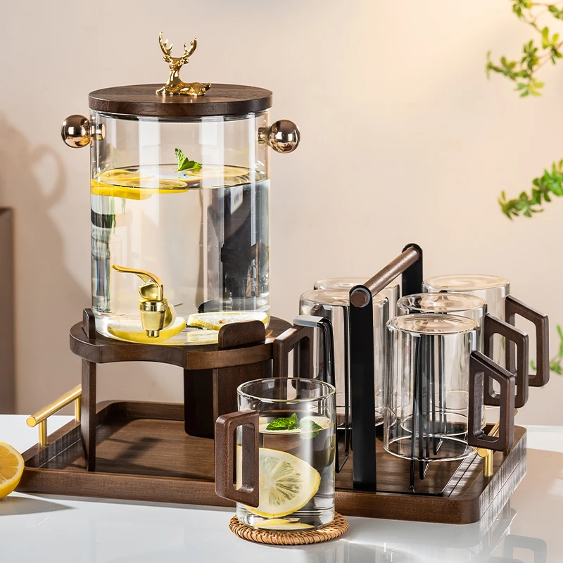 水龙头玻璃水果茶桶冷水壶家用耐高温大容量凉水壶饮料桶可乐桶