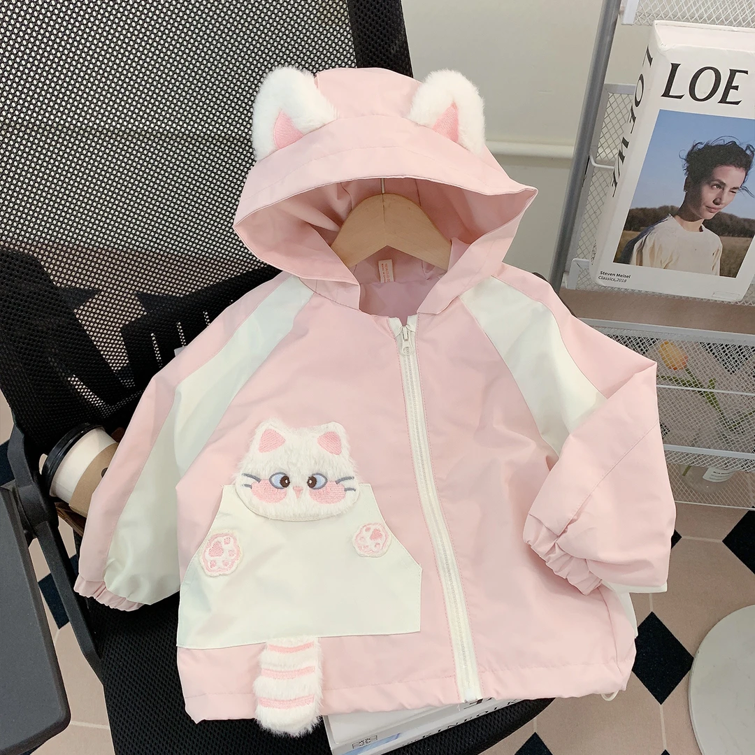 女童外套春秋款2025新款儿童秋季连帽上衣宝宝洋气公主秋装小童装