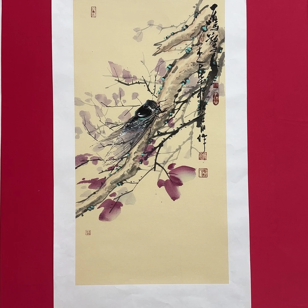 天***云国画柳平作品单蝉