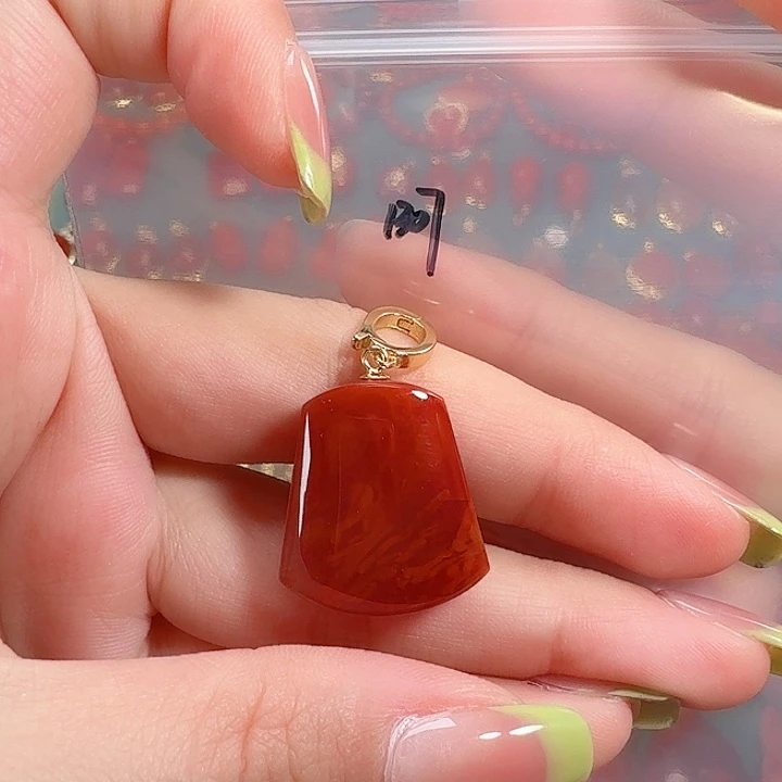 南红玛瑙银S925镶嵌吊坠