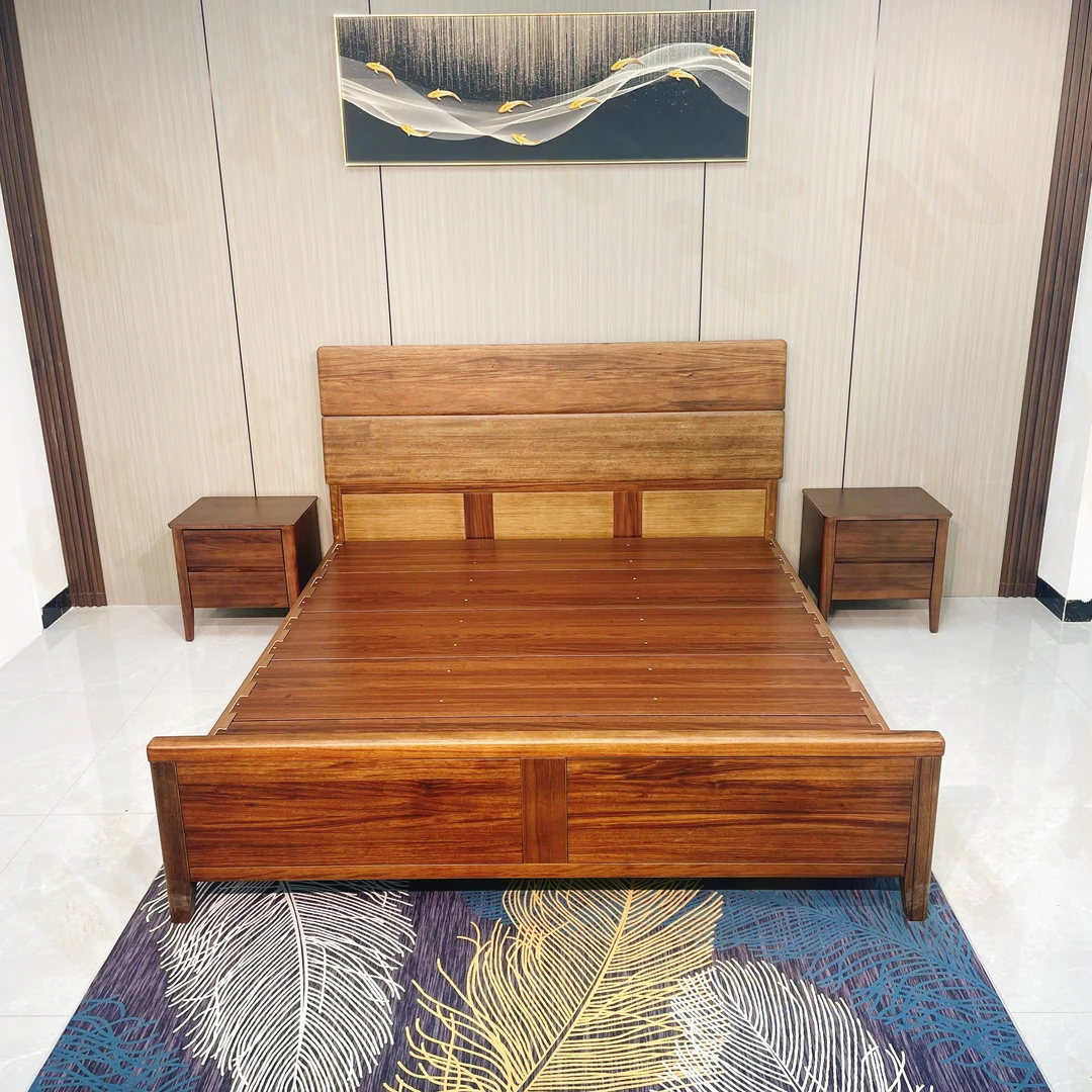 轻奢风北美黑胡桃全实木1.8米现代简约大床家用主卧双人床婚床