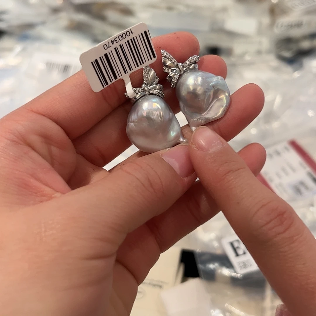 淡水珍珠耳饰合金