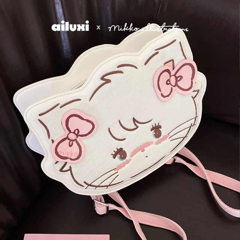 爱路喜正版联名mikko白色舒芙蕾小狗双肩包托特包