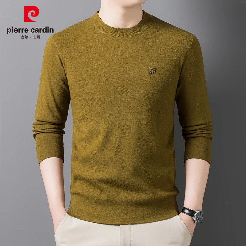 皮尔卡丹针织衫时尚秋冬中年男士休闲毛衣秋冬季圆领针织衫