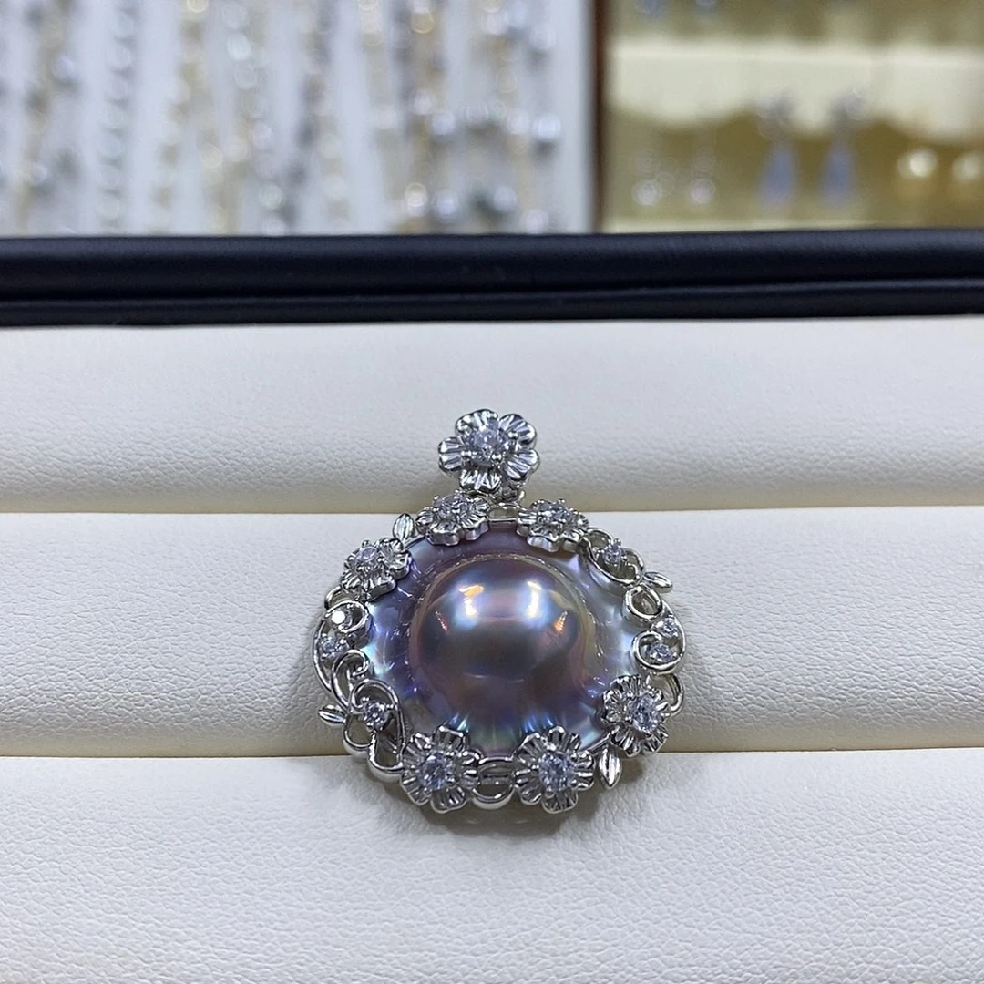 颈饰拼合珍珠（马贝珠）银S925镶嵌