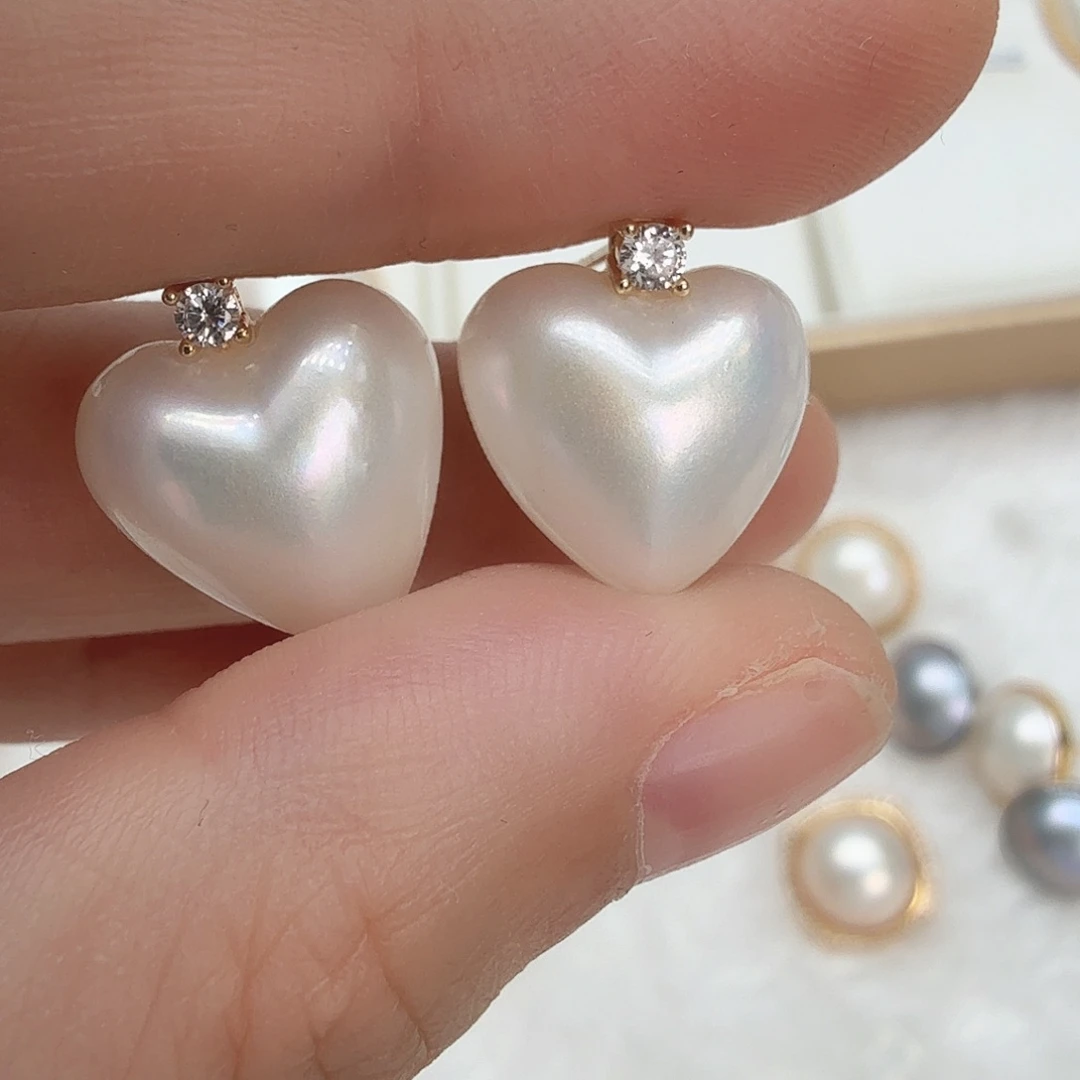 银S925镶嵌耳饰拼合珍珠（马贝珠）