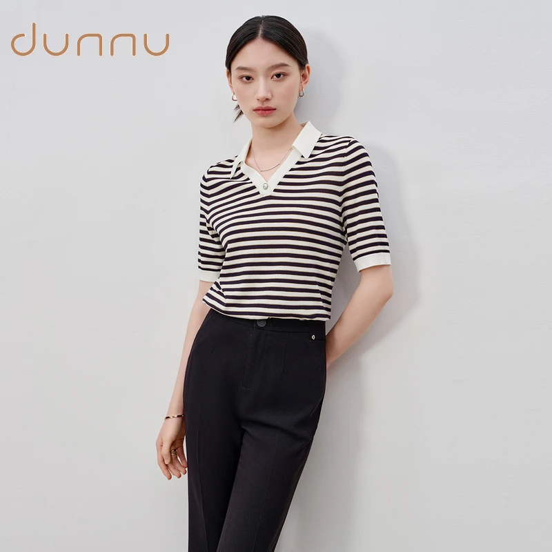 dunnu敦奴夏季气质时尚休闲百搭显瘦针织衫FT270913