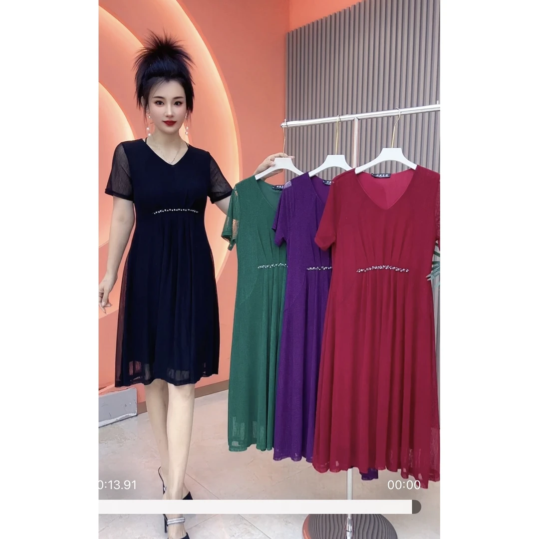 1113时尚气质优雅夏季工艺纱显瘦收腰礼服裙