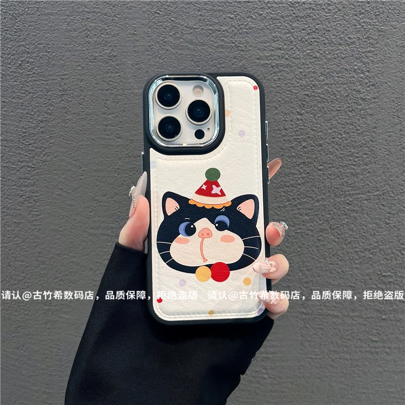 电镀镜框皮纹鼓包适用苹果17/iPhone/华为pura80手机保护壳防摔潮