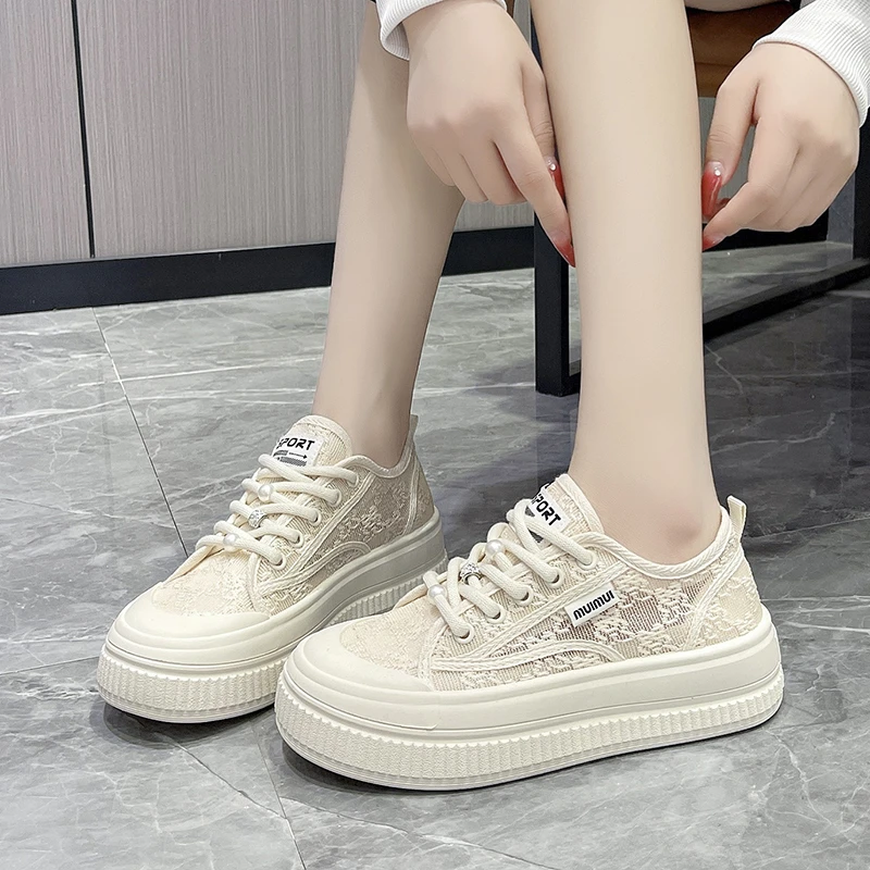 【断码清货】女夏季薄款2025新款透气网面蕾丝百搭休闲女鞋子