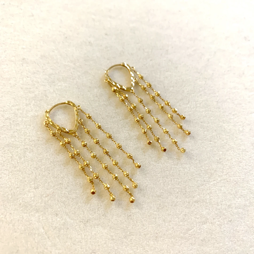 【子萱珠宝】18K金穗流苏耳环