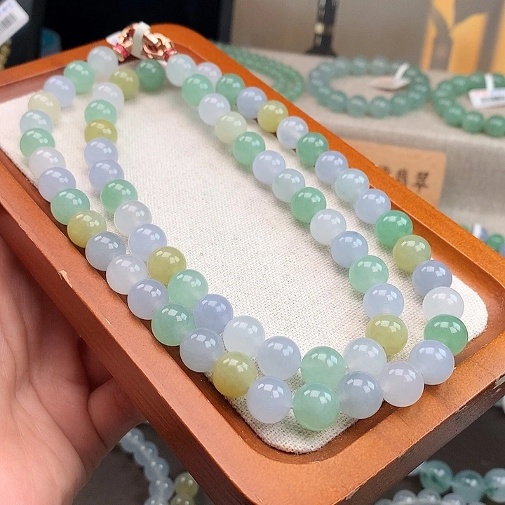 翡翠合金手链冰马卡龙多宝，66颗