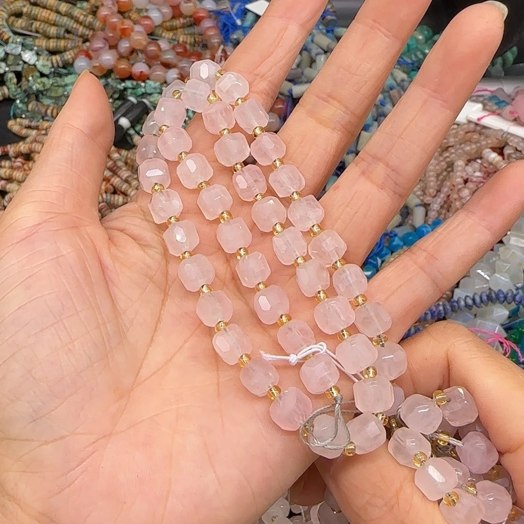 玛瑙/玉髓合金珠宝半成品马粉方糖7mm一条