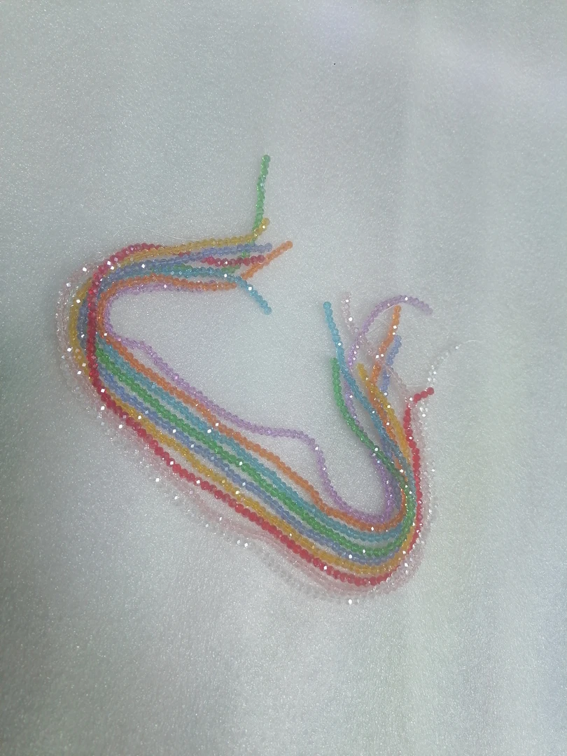 手工DIY饰品配件散珠串珠直孔卡4扁晶珠彩虹色晶晶