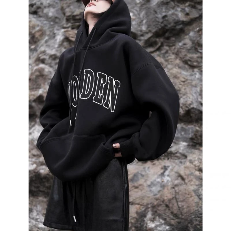 春秋季重工刺绣字母连帽休闲卫衣  7001