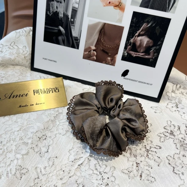 新款大肠发圈复古宫廷风缎面手工缎面甜美头饰皮筋扎头发发绳