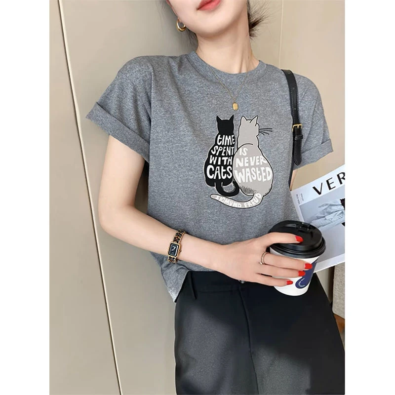 2025春夏秋冬季新款正肩磨毛短袖T恤女时尚洋气加厚款打底衫上衣