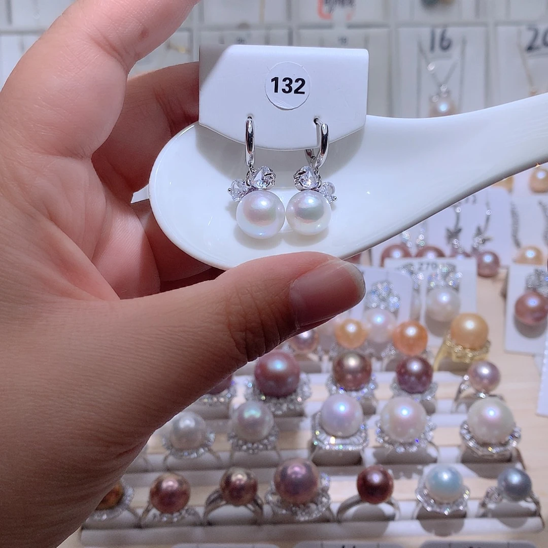 未镶嵌淡水珍珠耳饰CC10mm