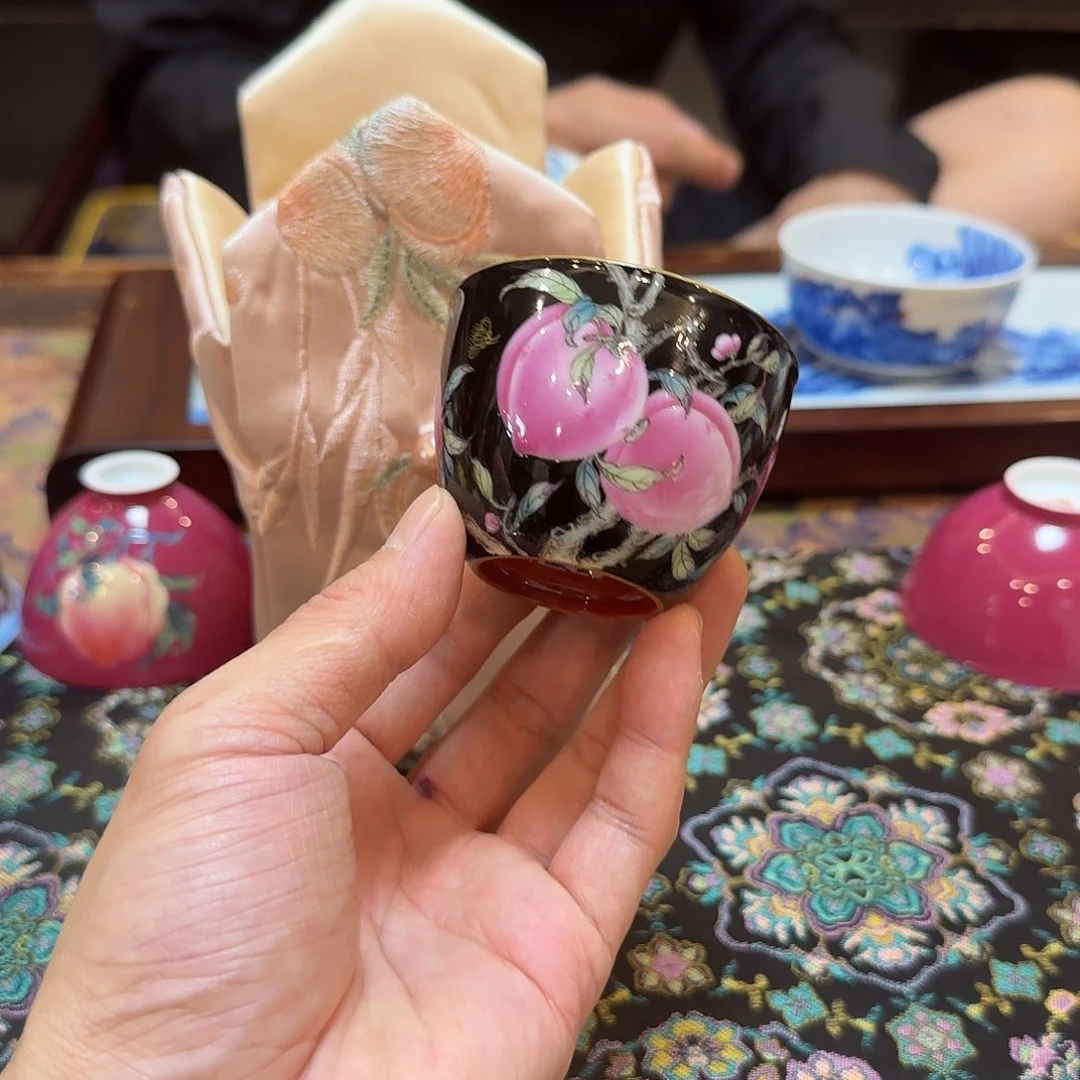 桃杯余寅窑缸杯小杯