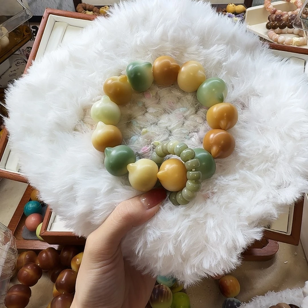 菩提根/象牙果手串22尺寸天然猫猫头微微瑕