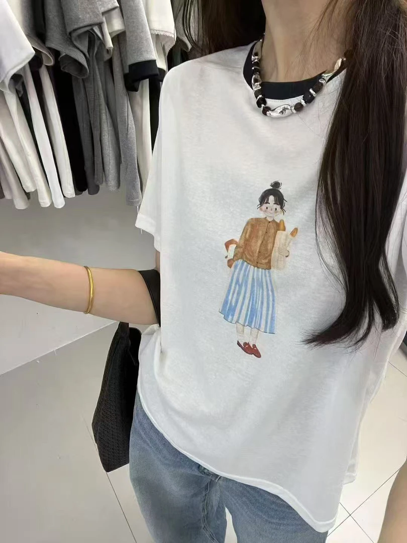 丝光棉意法货.面包女孩T