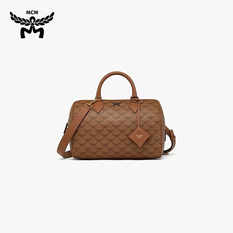 【母亲节礼物】MCM ELLA 女士中号波士顿包时尚印花单肩肩包斜跨包