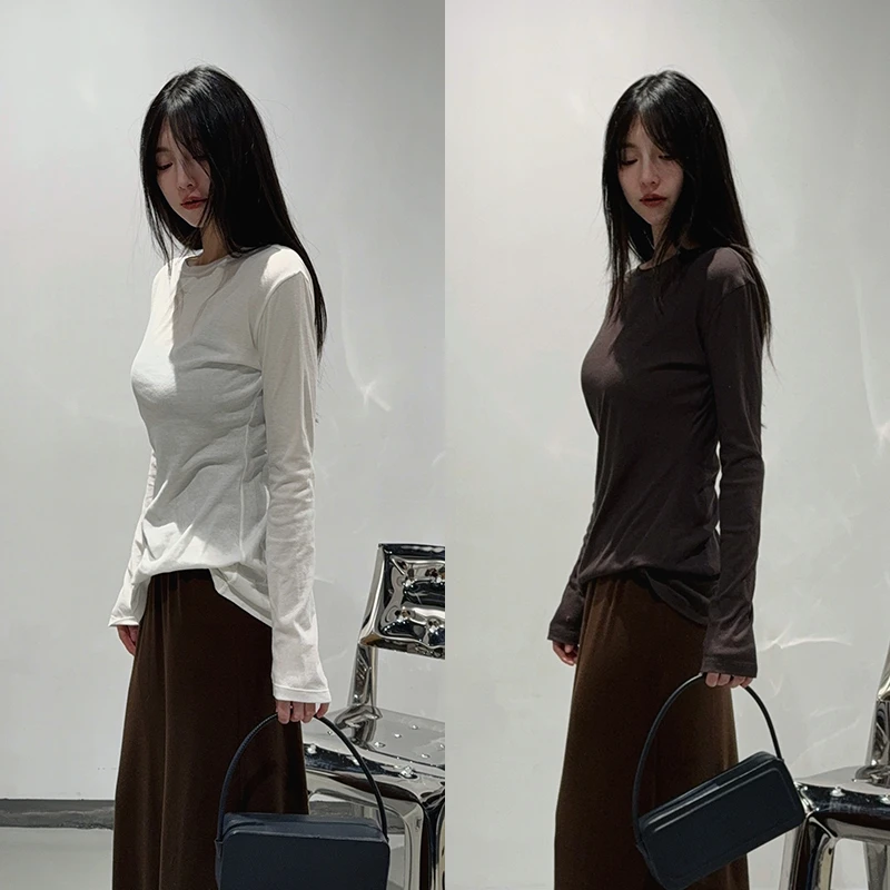 xcollection 25春夏新品万能长袖打底T经典简约百搭长绒棉舒适